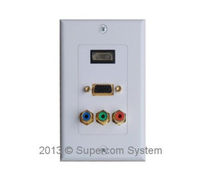 Розетка HDMI 1port+RCAx3+VGA (лицевая часть) + вставка HDMI F/F+RCAx3+VGA 115x70mm HD05-B Розетка HDMI 1port+RCAx3+VGA (лицевая часть) + вставка HDMI F/F+RCAx3+VGA 115x70mm HD05-B
