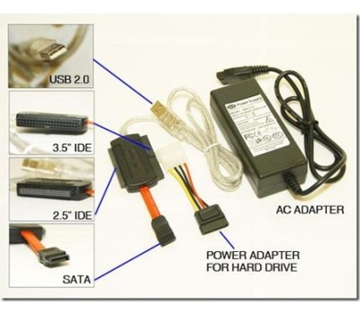 USB 2,0 to IDE Adapter 3.5'', to IDE Adapter 2.5''(for notebook), toSATA+Power supply480Mbps XF-6005