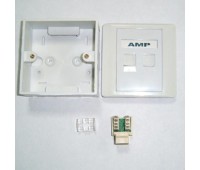 AMP Розетка  (комплект!)  Настенно-Внутренняя 2-портовая RJ-45 (Вставка*2, Коробка, лицевая панель)