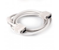 Кабель VGA Cable 15m/15m (папа-папа) экранированный  3m High Quality 8mm белый (1фер. кольцо),5