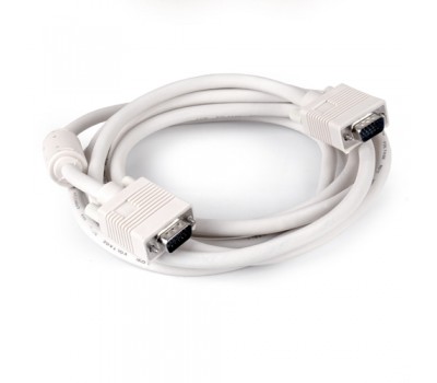 Кабель VGA Cable 15m/15m (папа-папа) экранированный 3m High Quality 8mm белый (1фер. кольцо)
