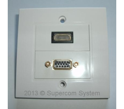 Розетка HDMI 1port+VGA (лицевая часть) + вставка HDMI F/F+VGA F/F 86x86mm HD09-B Розетка HDMI 1port+VGA (лицевая часть) + вставка HDMI F/F+VGA F/F 86x86mm HD09-B