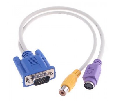 VGA to TV Convertor, S-Video+RCA Out Cable Переходник