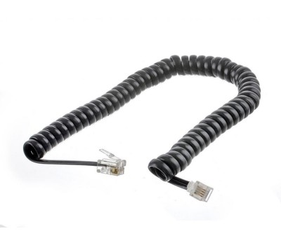 Телефонный кабель для трубки, спиральный черный 1,7м