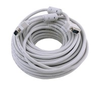 Кабель VGA Cable 15m/15m (папа-папа) 30m HighQuality 8mm Серый CU-медный  (2 фер. кольца)