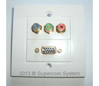 Розетка VGA 1port+RCAx3port (лицевая часть) + вставка VGA F/F+ RCAx3port 86x86mm HD10-A Розетка VGA 1port+RCAx3port (лицевая часть) + вставка VGA F/F+ RCAx3port 86x86mm HD10-A