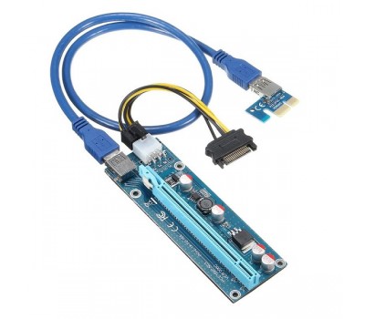 Riser / Райзер PCI-E 1x to 16x Powered USB3.0 GPU Extender Riser Adapter Card 6PIN for Mining