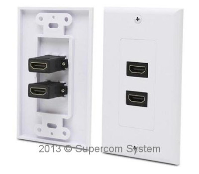 Розетка HDMI 2port (лицевая часть) + 2 вставки HDMI F/F 115x70mm HD01-B