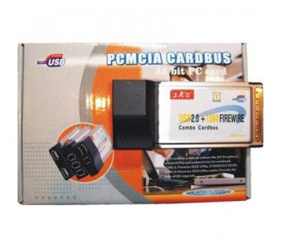 PCMCIA Cardbus 2*USB 2.0 (480Mbps)+1394 Firewire Combo (6pin+4pin)