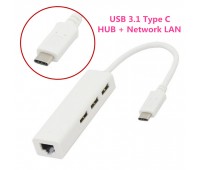 Type-C USB 3.1 to USB 3 ports HUB with Ethernet Network Lan adapter;7