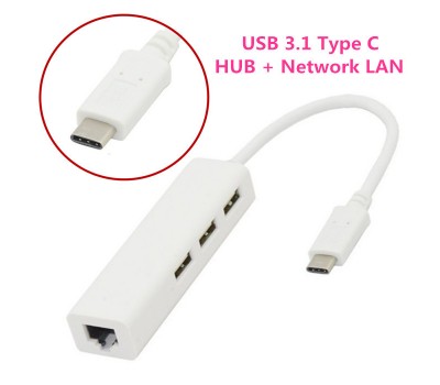 Type-C usb 3.1 to usb 3 ports hub with Ethernet network lan adapter