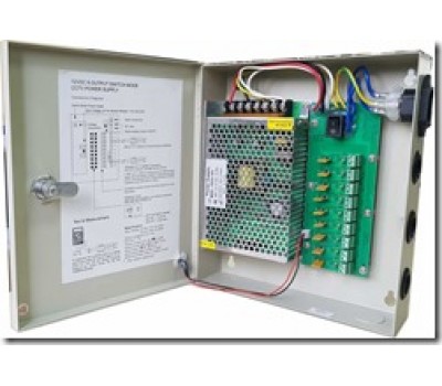 Блок питания металл Ящик  100-240V, Output: DC 12V   5A, 235x205x53   9 каналов Orig. PSC5A-9CH
