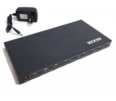 Сплиттер HDMI Splitter 8 port High Resolution FullHD 1080P, 4Kx2K, 3D, DTS-HD Dolby + Power Supply