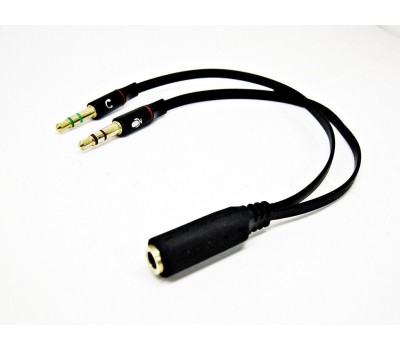 Audio Кабель аудио Jack 3,5 mm (мама/4pin) / 2хJack 3,5 mm (папа/стерео и Микрофон) 20см