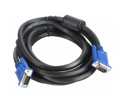 VGA Cable 15m/15m (папа-папа) экранированный 3m черный с синими разъёмами (2 фер. кольца)