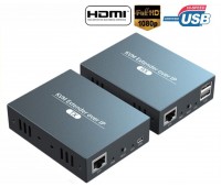 HDMI KVM Extender (Удлинитель) до 200m LAN, 2*USB