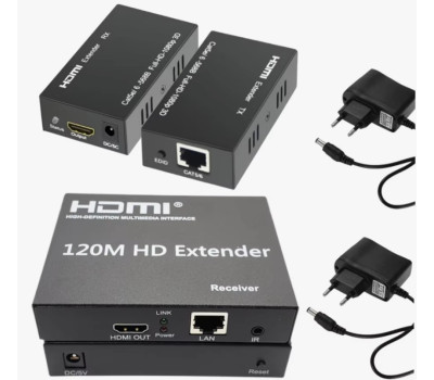 Удлинитель по LAN HDMI EXTENDER 120m 4K / FullHD 1080P, 3D, DTS-HD Dolby + Power Supply